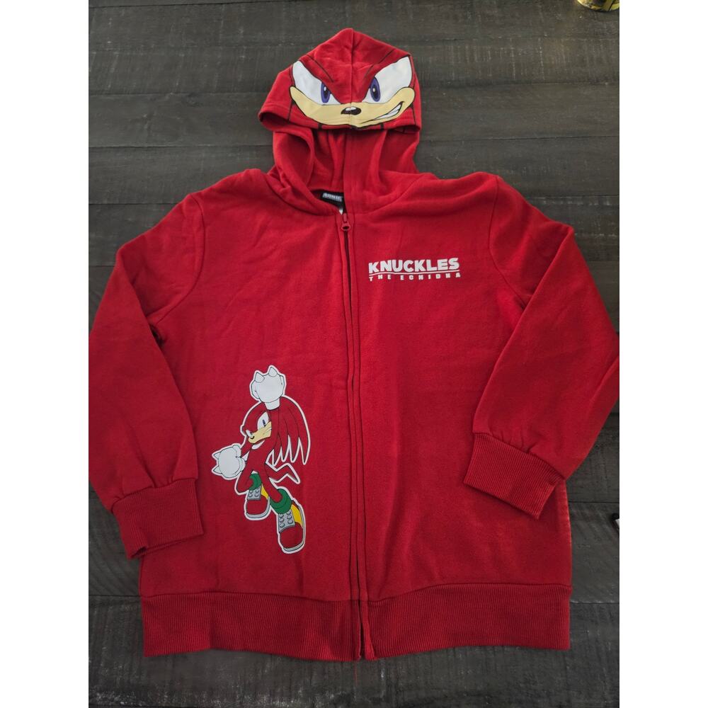 Sonic the Hedgehog Knuckles Boys Fleece Zip Up Sweatshirt Graphic Hoodie NWT 7-8